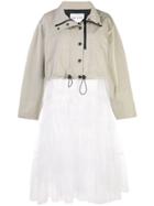 Sandy Liang Cropped Mesh-layer Coat - Neutrals