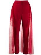 Loulou Tulle Panel Trousers - Red