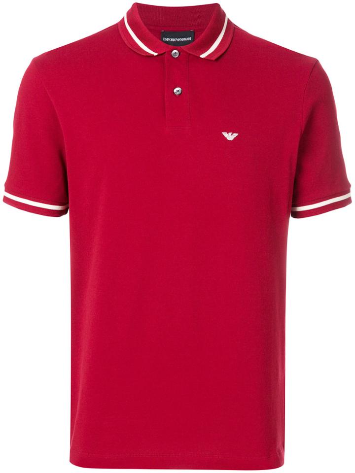Emporio Armani Stripe-trimmed Polo Shirt - Red