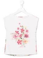 Miss Blumarine Floral Print T-shirt, Girl's, Size: 12 Yrs, White