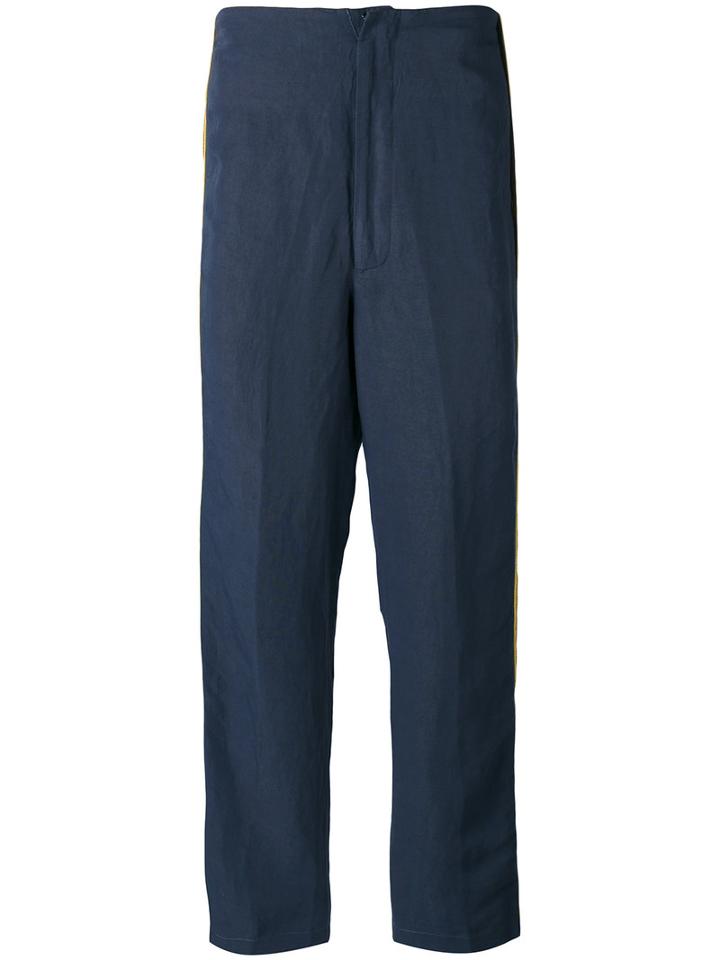 Nuur - Side Stripe Trousers - Men - Cotton/linen/flax/viscose - 48, Blue, Cotton/linen/flax/viscose