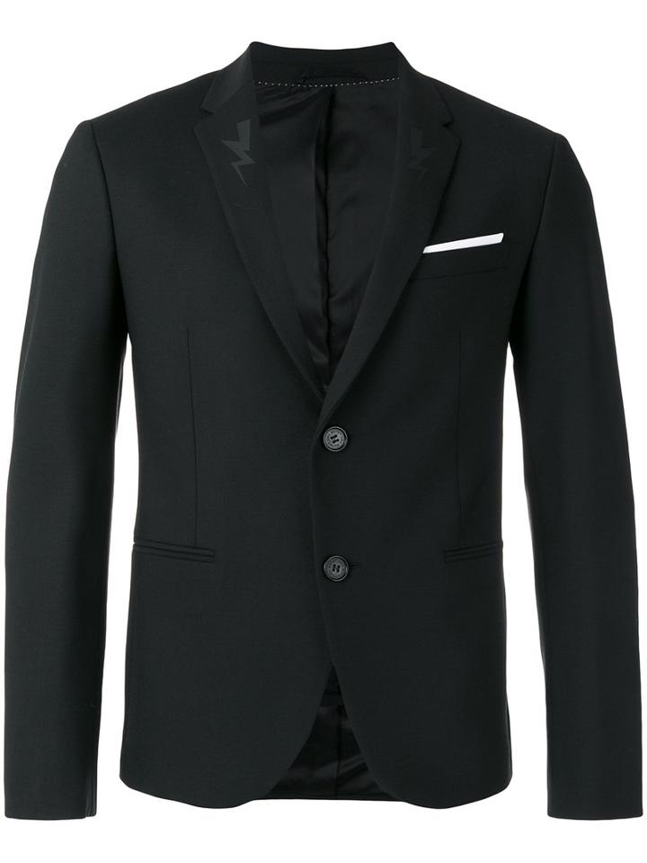Neil Barrett Suit Jacket, Men's, Size: 48, Black, Polyester/virgin Wool/spandex/elastane
