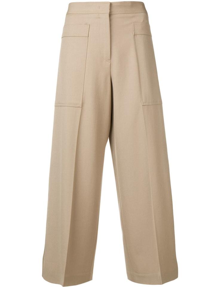 Jil Sander Wide Leg Straight Trousers - Brown
