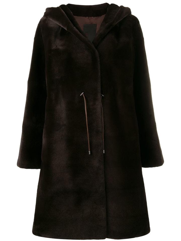 Liska Hooded Midi Coat - Brown