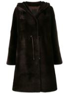 Liska Hooded Midi Coat - Brown