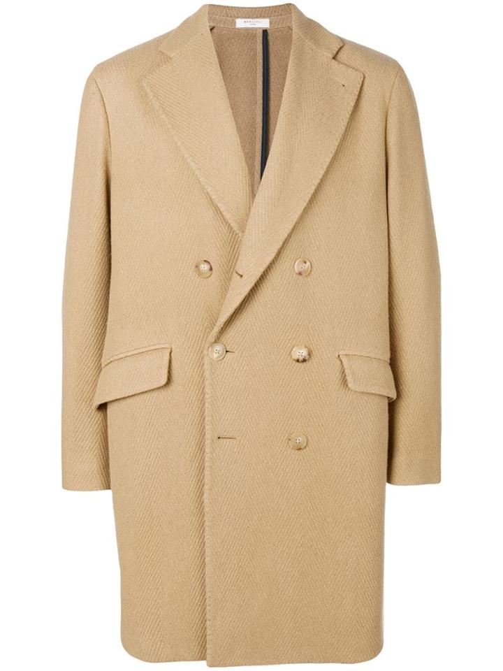 Boglioli Classic Double-breasted Coat - Nude & Neutrals