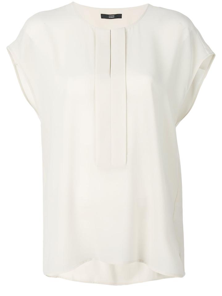 Steffen Schraut - Pleated Front Placket Blouse - Women - Polyester - 36, Nude/neutrals, Polyester