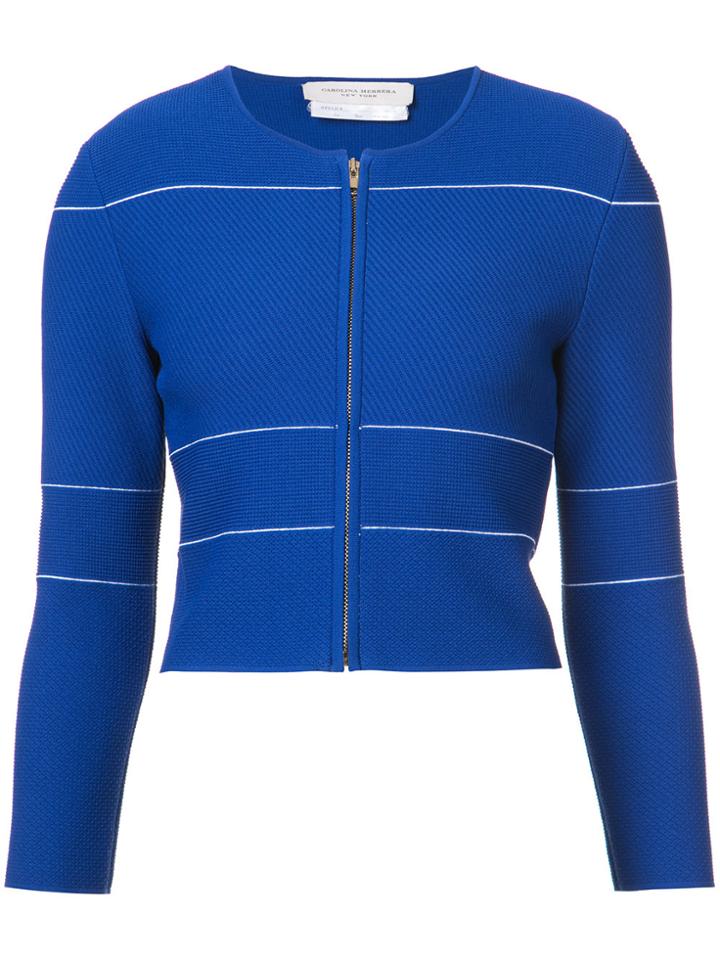 Carolina Herrera Striped Cropped Cardigan - Blue