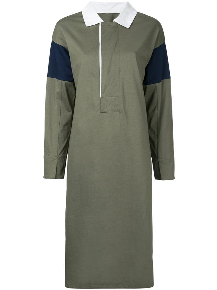 Cityshop - Rugby Shirt Dress - Women - Cotton - One Size, Green, Cotton