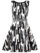 Blugirl Printed Mini Dress, Women's, Size: 42, Black, Polyester/cotton