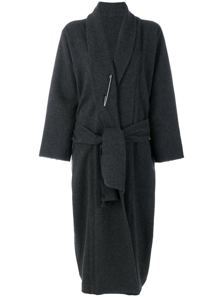 Daniela Gregis Safety Pin Wrap Coat - Grey