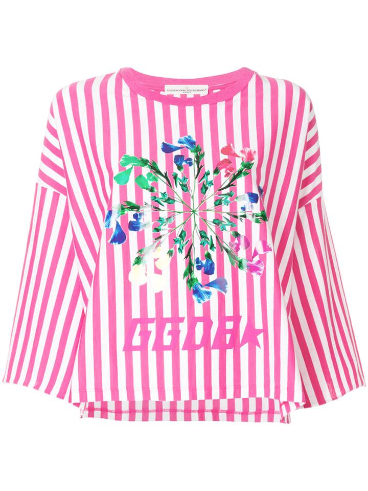 Golden Goose Deluxe Brand Striped Print T-shirt - Pink & Purple