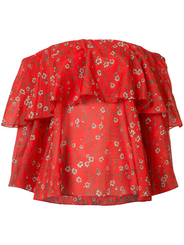 Alice+olivia Floral Blouse, Women's, Size: Small, Red, Silk/cotton