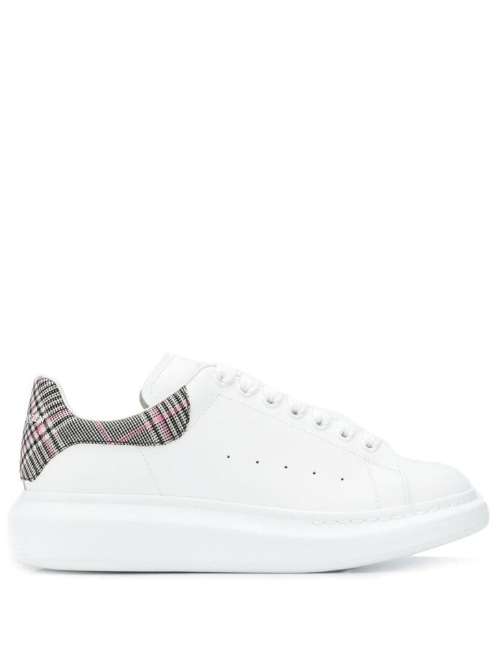 Alexander Mcqueen Checked Detail Lace-up Sneakers - White