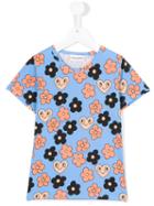Mini Rodini - Flowers T-shirt - Kids - Organic Cotton/spandex/elastane - 3 Yrs, Blue