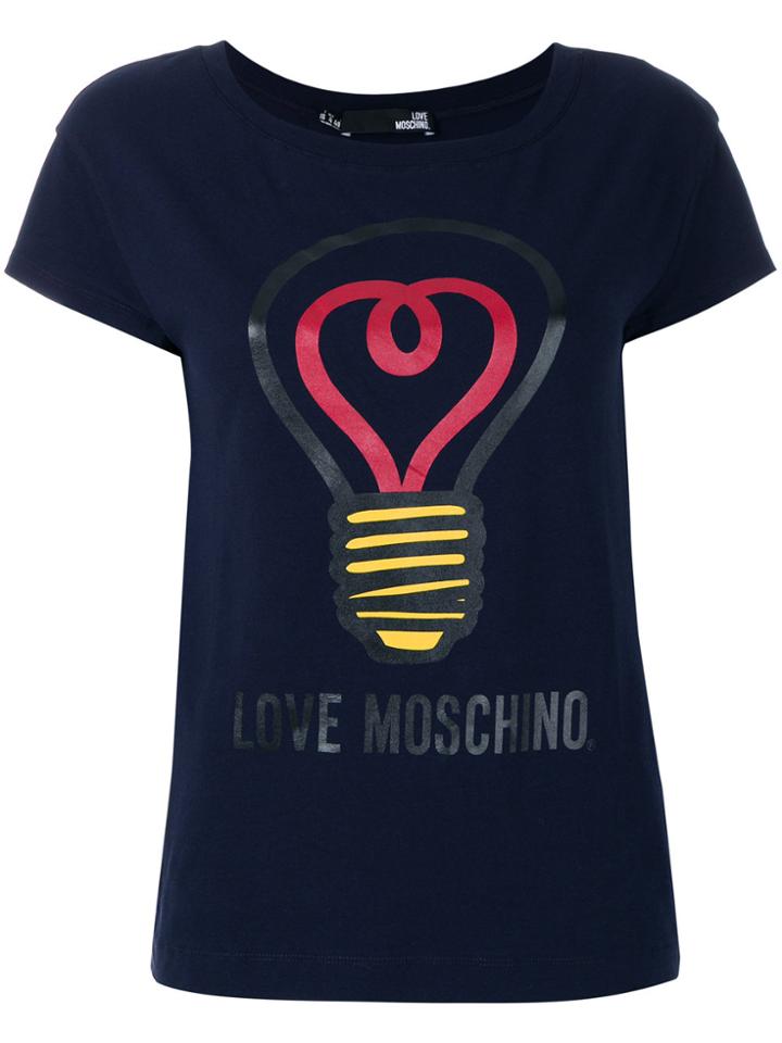 Love Moschino Bulb Logo Print T-shirt - Blue