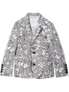 Burberry Kids Teen Floral Print Cotton Blazer - Grey
