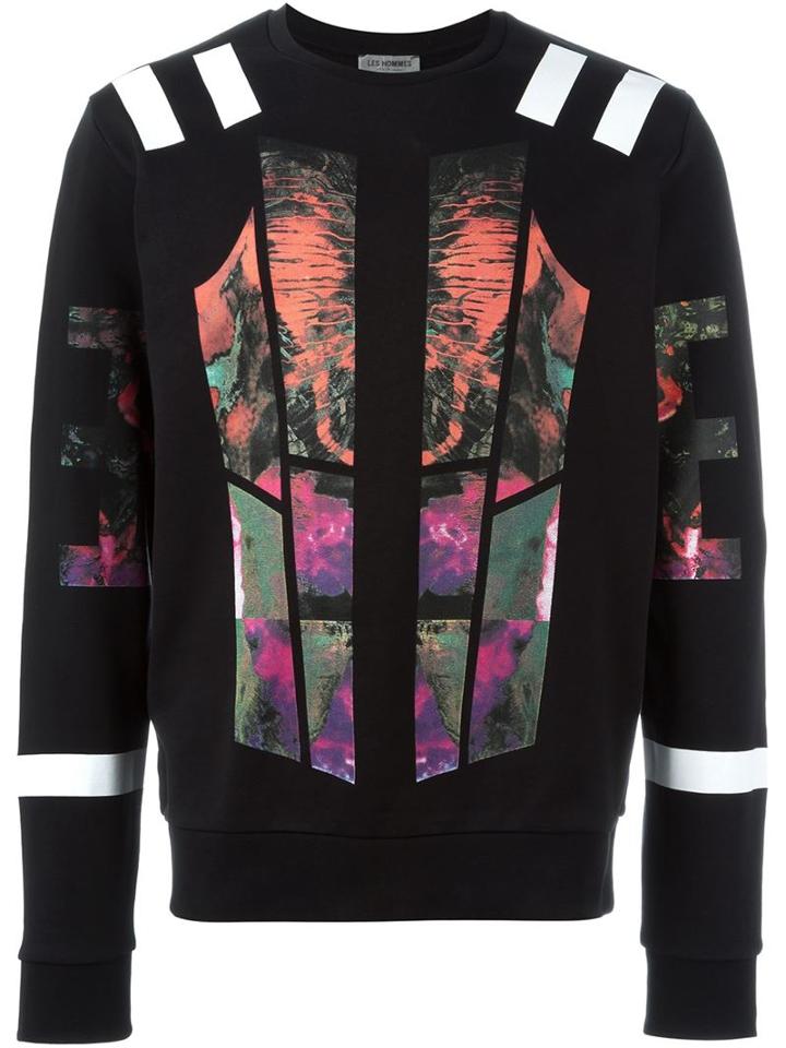 Les Hommes Urban Graphic Print Sweatshirt, Men's, Size: S, Black, Cotton