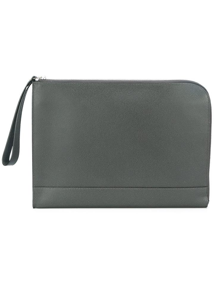Valextra - Zipped Clutch - Men - Calf Leather/leather - One Size, Grey, Calf Leather/leather