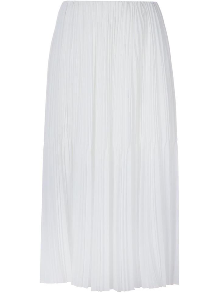 Astraet Knife Pleated Midi Skirt, Women's, Size: 1, White, Polyester/cupro