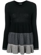 Twin-set Tri-colour Ruffle Sweater - Black