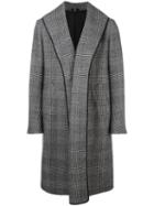 Z Zegna Glen Plaid Mid Coat, Men's, Size: 50, Black, Wool/cotton/cupro