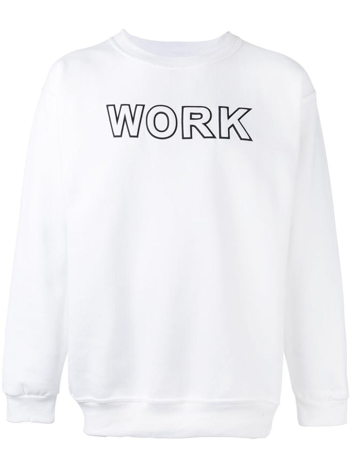 Andrea Crews 'work' Print Sweatshirt, Men's, Size: Large, White, Cotton/polyester