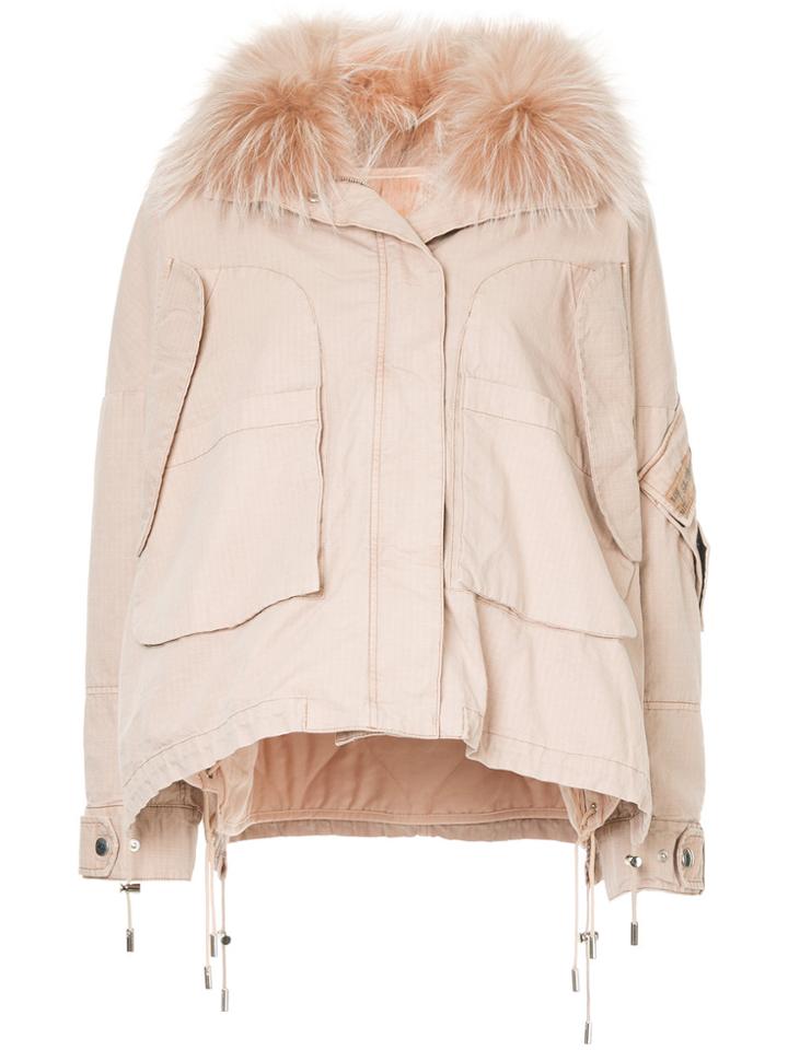 Army Yves Salomon Side Lace-up Detail Jacket - Pink & Purple