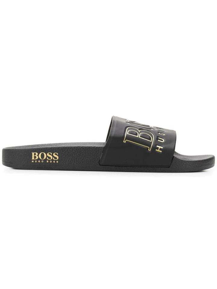 Boss Hugo Boss Logo Embossed Slides - Black