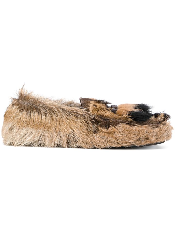 Prada Fur Loafers - Brown