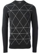 Raf Simons X Fred Perry Diamond Print Jumper, Men's, Size: 36, Grey, Wool
