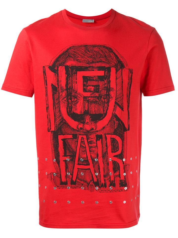 Dior Homme Printed T-shirt, Men's, Size: Small, Red, Cotton