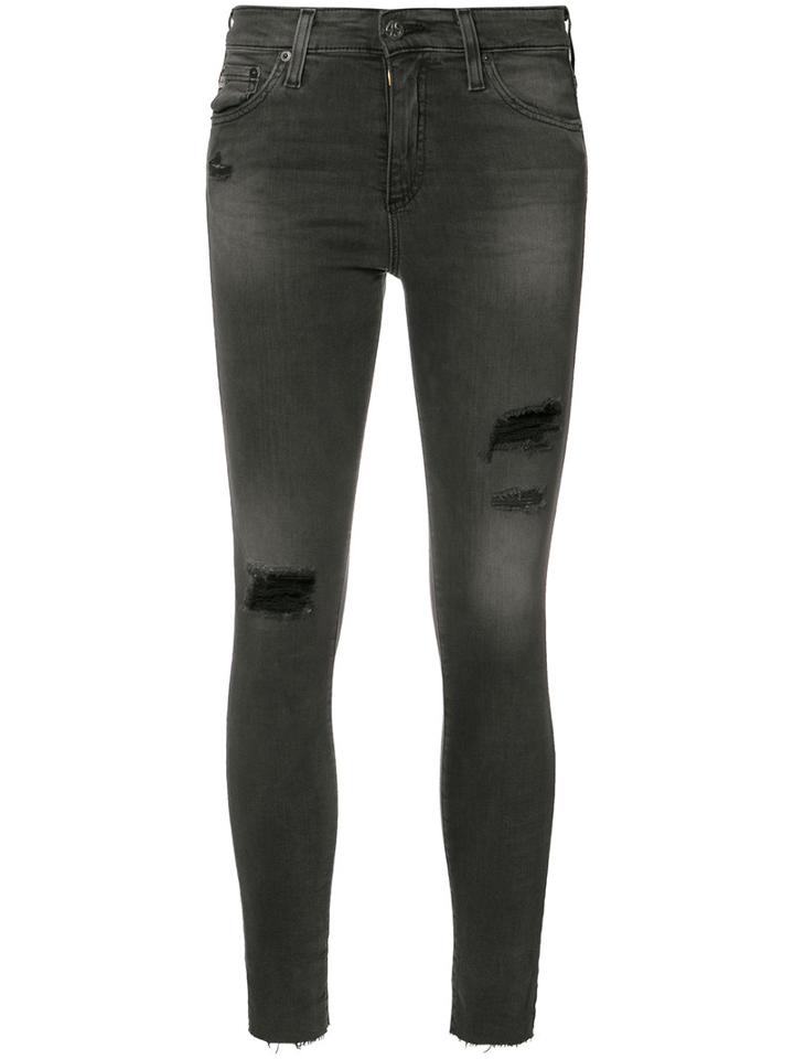 Ag Jeans Ripped Super Skinny Jeans, Women's, Size: 27, Black, Cotton/spandex/elastane