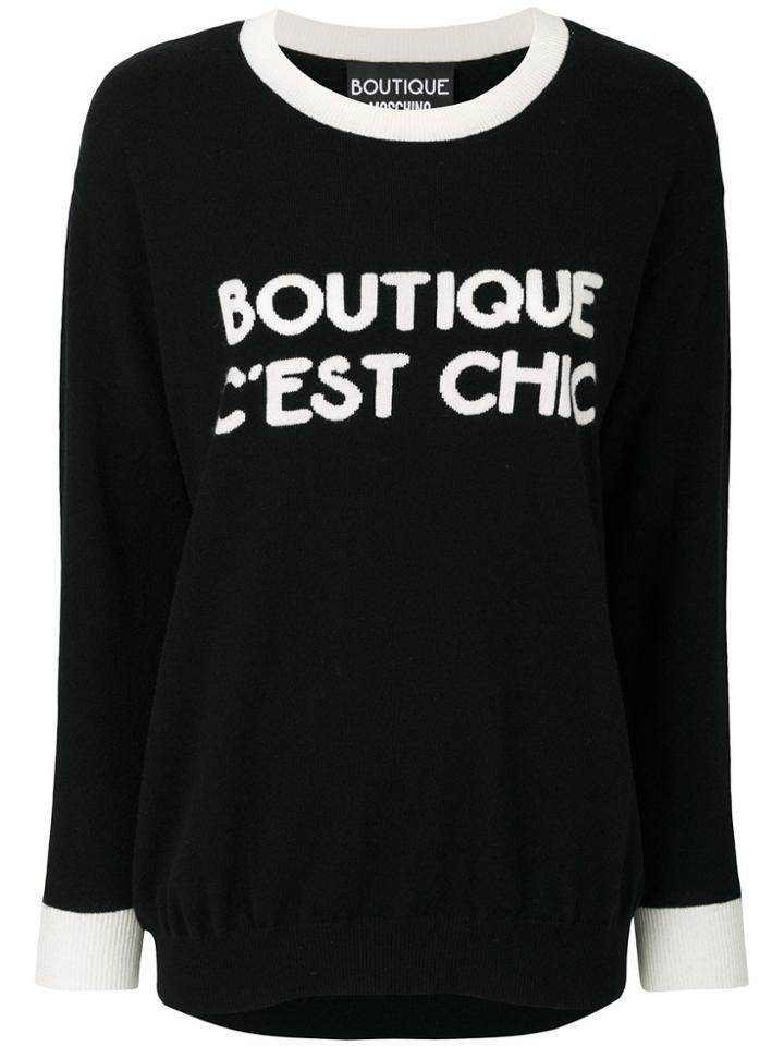 Boutique Moschino Intarsia Slogan Jumper - Black