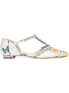 Monique Lhuillier Sabina Botanical Ballerina Shoes - White