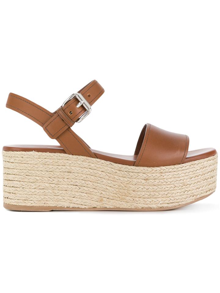 Prada Platform Strappy Sandals - Brown