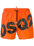 Dsquared2 Slanted Logo Swim Shorts, Men's, Size: 54, Yellow/orange, Polyamide