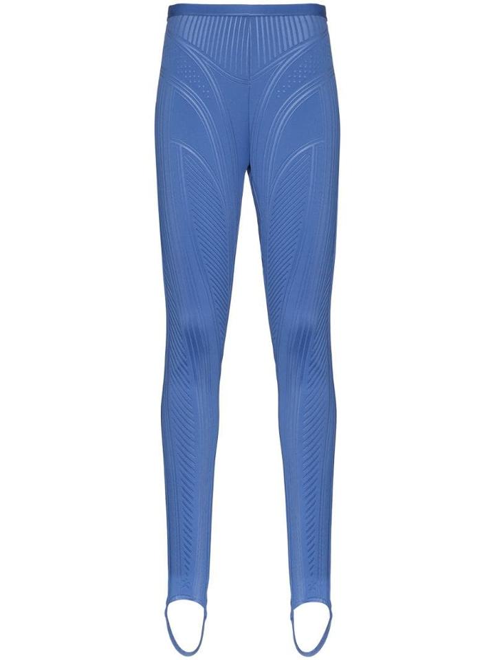 Mugler Embossed Stirrup Leggings - Blue