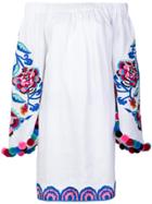 Yulia Magdych Off Shoulder Floral Embroidered Dress - White