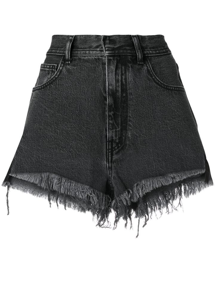 Ssheena Denim Frayed Shorts - Black