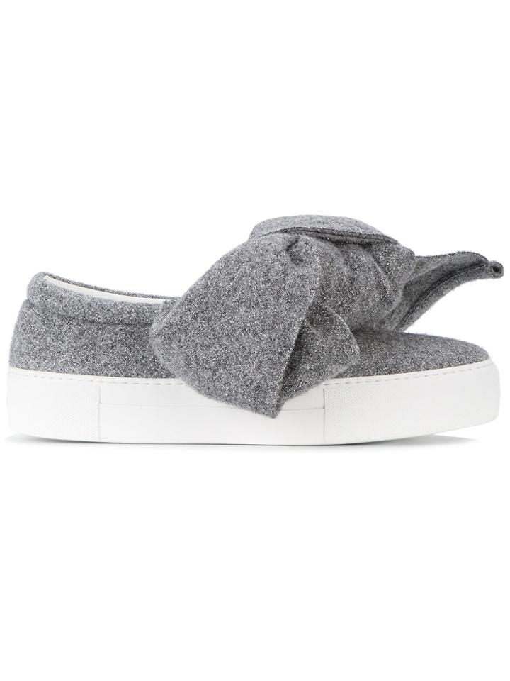 Joshua Sanders Lurex Bow Embellished Sneakers - Grey
