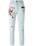 Mr & Mrs Italy Tattoo Print Embellished Jeans - Blue