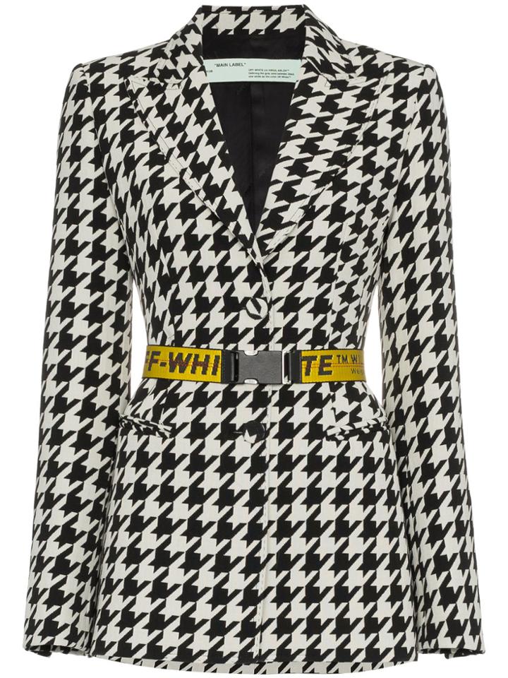 Off-white Single Breasted Houndstooth Virgin Wool Blend Blazer