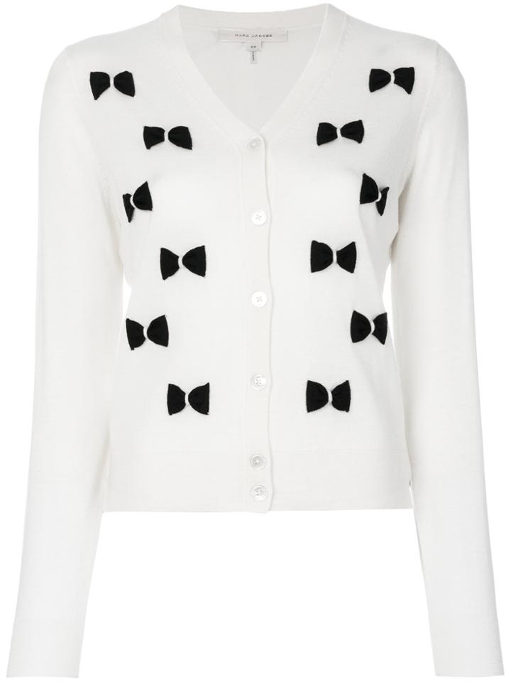 Marc Jacobs Bow Embroidered Cardigan - Nude & Neutrals