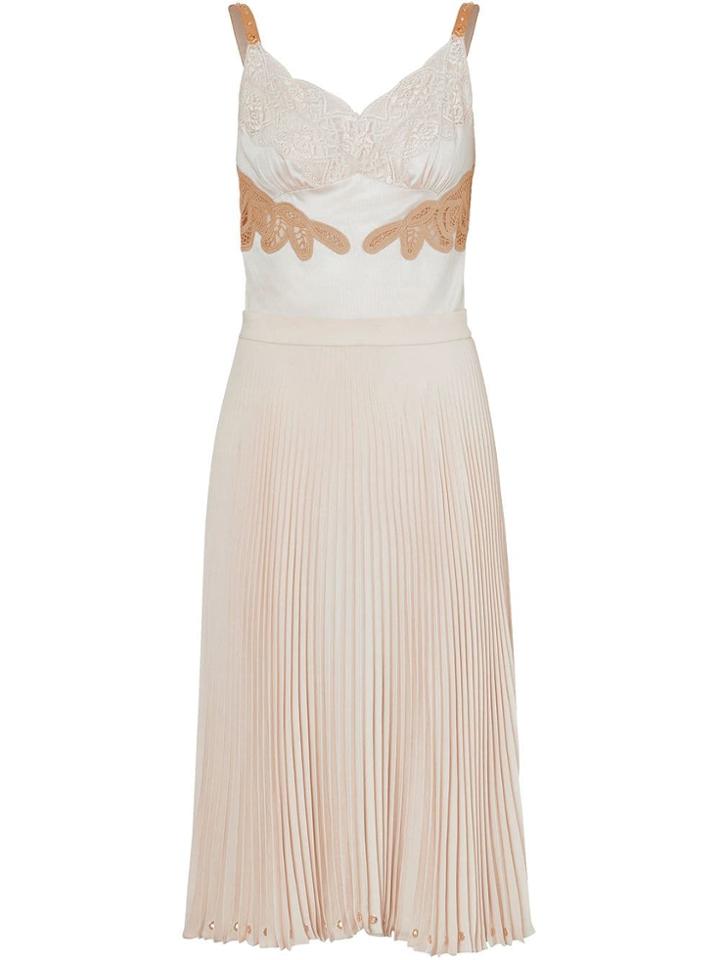 Burberry Lace Trim Cut-out Panel Slip Dress - Neutrals