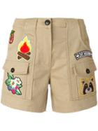 Love Moschino - Patch Cargo Shortd - Women - Cotton/linen/flax/spandex/elastane - 44, Nude/neutrals, Cotton/linen/flax/spandex/elastane