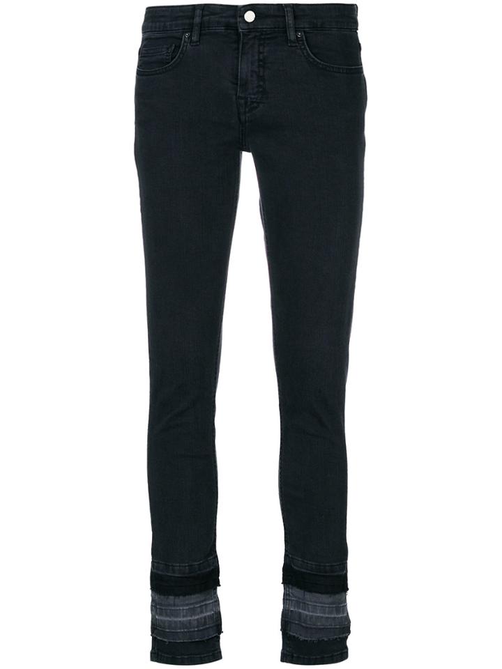 Victoria Victoria Beckham Embellished Cuff Skinny Jeans - Black