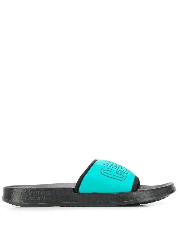 Calvin Klein Logo Pool Slides - Black