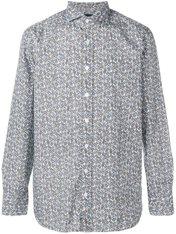 Lardini Spread Collar Floral Print Shirt - White