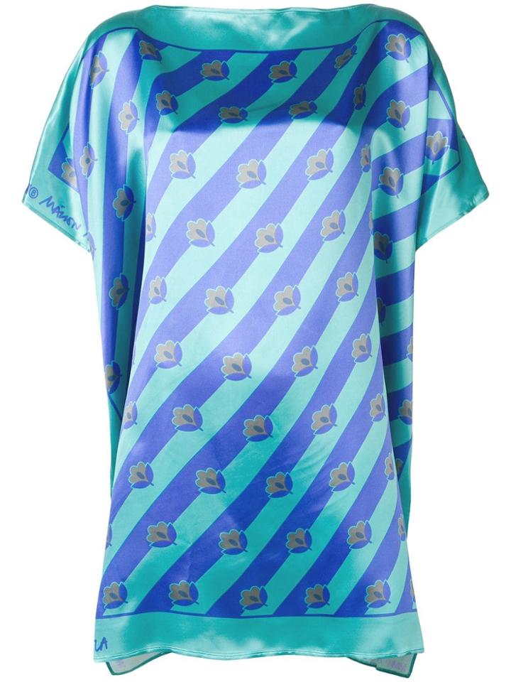 Mm6 Maison Margiela Mixed-print Mini Dress - Blue